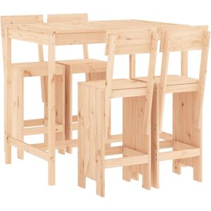 vidaXL Garden Bar Set Natural Pine 5 Piece Outdoor Table Stool vidaXL Garden Bar Set Natural Pine 5 Piece Outdoor Table Stool
