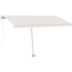 vidaXL Manual Retractable Awning with LED 400x300 cm Cream Sun Shade Shelter - Retractable Awning vidaXL Manual Retractable Awning with LED 400x300 cm Cream Sun Shade Shelter - Retractable Awning