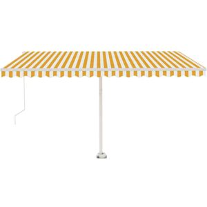 vidaXL Manual Retractable Awning with LED 450x350 cm Yellow and White Outdoor vidaXL Manual Retractable Awning with LED 450x350 cm Yellow and White Outdoor