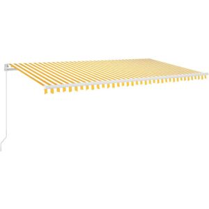 vidaXL Manual Retractable Awning with LED 600x300 cm Yellow and White Shelter - Retractable Awning vidaXL Manual Retractable Awning with LED 600x300 cm Yellow and White Shelter - Retractable Awning