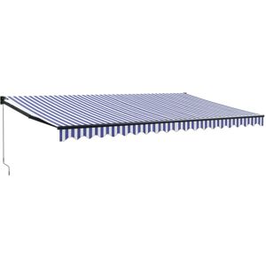 vidaXL Retractable Awning Canopy Blue and White 5x3 m Fabric and Aluminium vidaXL Retractable Awning Canopy Blue and White 5x3 m Fabric and Aluminium