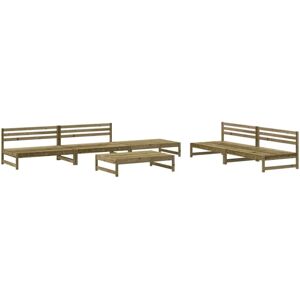 (dark brown) vidaXL Garden Lounge Set Outdoor Modular Sofa Set 6 Piece Solid Woo (dark brown) vidaXL Garden Lounge Set Outdoor Modular Sofa Set 6 Piece Solid Woo