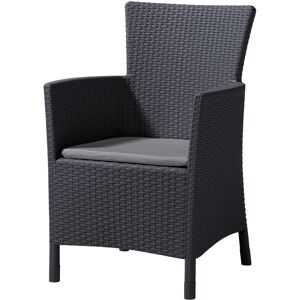 Keter Garden Armchair with Cushion Rattan Style Allibert - Graphite Keter Garden Armchair with Cushion Rattan Style Allibert - Graphite