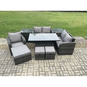 Fimous 8 Seater Rattan Furniture Garden Dining Set Outdoor Height Adjustable Ris Fimous 8 Seater Rattan Furniture Garden Dining Set Outdoor Height Adjustable Ris