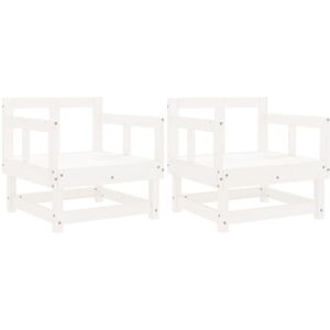 vidaXL Garden Chairs 2 pcs White Solid Wood Pine vidaXL Garden Chairs 2 pcs White Solid Wood Pine