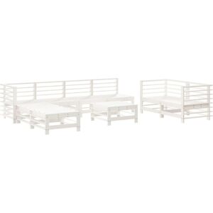 vidaXL Garden Lounge Set Outdoor Modular Sofa 9 Piece White Solid Wood Pine vidaXL Garden Lounge Set Outdoor Modular Sofa 9 Piece White Solid Wood Pine