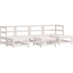 vidaXL Garden Lounge Set Outdoor Modular Sofa 7 Piece White Solid Wood Pine - Garden Lounge Set vidaXL Garden Lounge Set Outdoor Modular Sofa 7 Piece White Solid Wood Pine - Garden Lounge Set