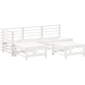 vidaXL Garden Lounge Set Outdoor Modular Sofa 5 Piece White Solid Wood Pine vidaXL Garden Lounge Set Outdoor Modular Sofa 5 Piece White Solid Wood Pine