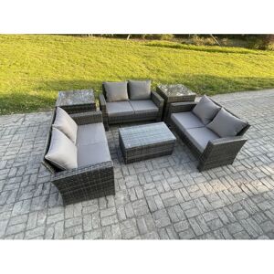Fimous Dark Grey 6 Seater Outdoor Rattan Garden Furniture Set Patio Love Sofa Re Fimous Dark Grey 6 Seater Outdoor Rattan Garden Furniture Set Patio Love Sofa Re