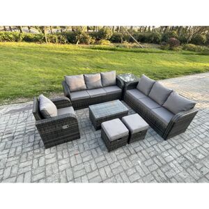 Fimous 9 Seater Rattan Outdoor Garden Furniture Sofa Set Patio Table & Chairs Se Fimous 9 Seater Rattan Outdoor Garden Furniture Sofa Set Patio Table & Chairs Se