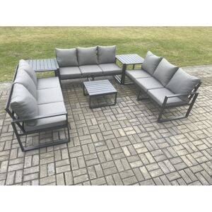 Fimous Aluminium 9 Seater Outdoor Garden Furniture Set Patio Lounge Sofa with Sq Fimous Aluminium 9 Seater Outdoor Garden Furniture Set Patio Lounge Sofa with Sq