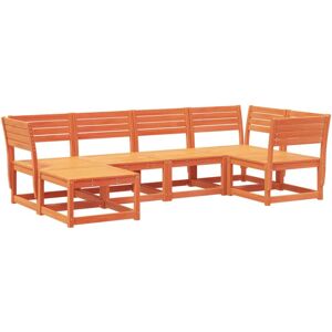 vidaXL Garden Sofa Set 6 Piece Outdoor Corner Sofa Wax Brown Solid Wood Pine - Garden Sofa Set vidaXL Garden Sofa Set 6 Piece Outdoor Corner Sofa Wax Brown Solid Wood Pine - Garden Sofa Set