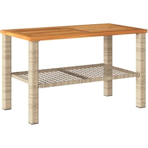 vidaXL Garden Table Outdoor Table Dining Table Beige Poly Rattan Acacia Wood vidaXL Garden Table Outdoor Table Dining Table Beige Poly Rattan Acacia Wood