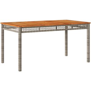 vidaXL Garden Table Outdoor Table Dining Table Grey Poly Rattan Acacia Wood vidaXL Garden Table Outdoor Table Dining Table Grey Poly Rattan Acacia Wood
