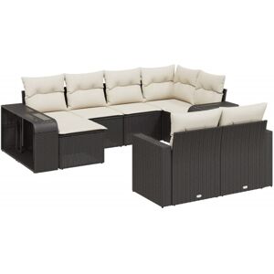 vidaXL Garden Sofa Set 10 Piece with Cushions Outdoor Sofa Black Poly Rattan vidaXL Garden Sofa Set 10 Piece with Cushions Outdoor Sofa Black Poly Rattan