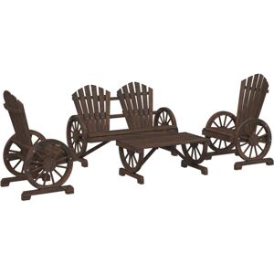 vidaXL Garden Lounge Set 4 Piece Outdoor Table and Chairs Set Solid Wood Fir vidaXL Garden Lounge Set 4 Piece Outdoor Table and Chairs Set Solid Wood Fir