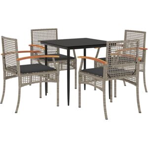 vidaXL Garden Dining Set - Grey Poly Rattan - 5 Piece vidaXL Garden Dining Set - Grey Poly Rattan - 5 Piece