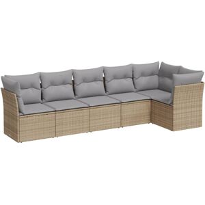 vidaXL Garden Sofa Set 6 Piece with Cushions Outdoor Sofa Beige Poly Rattan vidaXL Garden Sofa Set 6 Piece with Cushions Outdoor Sofa Beige Poly Rattan