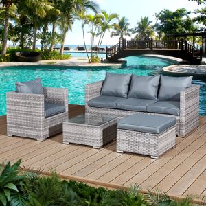 Oseasons Acorn Rattan 5 Seat Lounge Sofa Set in Dove Grey Oseasons Acorn Rattan 5 Seat Lounge Sofa Set in Dove Grey