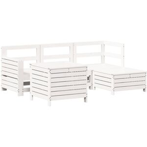vidaXL Garden Sofa Set 5 Piece Outdoor Sofa Corner Sofa White Solid Wood Pine vidaXL Garden Sofa Set 5 Piece Outdoor Sofa Corner Sofa White Solid Wood Pine
