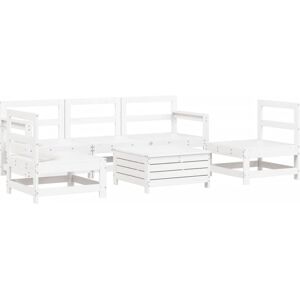 vidaXL Garden Sofa Set 6 Piece Outdoor Sofa Corner Sofa White Solid Wood Pine vidaXL Garden Sofa Set 6 Piece Outdoor Sofa Corner Sofa White Solid Wood Pine