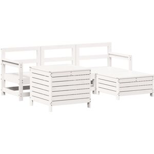 vidaXL Garden Sofa Set 5 Piece Outdoor Sofa Corner Sofa White Solid Wood Pine vidaXL Garden Sofa Set 5 Piece Outdoor Sofa Corner Sofa White Solid Wood Pine