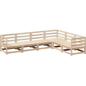 VidaXL Garden Sofa Set 6 Pieces Natural Pine - Garden Furniture VidaXL Garden Sofa Set 6 Pieces Natural Pine - Garden Furniture