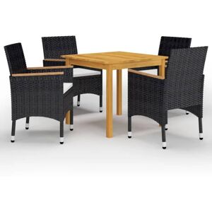 (black, 85 cm table length/ 5 piece) vidaXL Garden Dining Set with Cushions Blac (black, 85 cm table length/ 5 piece) vidaXL Garden Dining Set with Cushions Blac