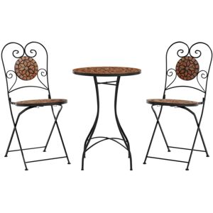 (terracotta) vidaXL Mosaic Bistro Set Outdoor Bar Set Table and Chair Iron and C (terracotta) vidaXL Mosaic Bistro Set Outdoor Bar Set Table and Chair Iron and C