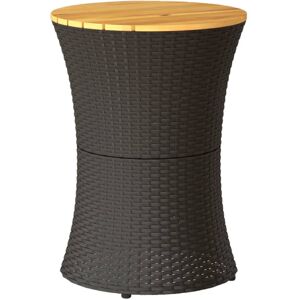 (black) vidaXL Garden Side Table Dining Table Drum Shape Poly Rattan and Solid W (black) vidaXL Garden Side Table Dining Table Drum Shape Poly Rattan and Solid W
