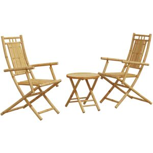vidaXL Bistro Set 3 Piece Outdoor Bistro Set Garden Table and Chair Bamboo vidaXL Bistro Set 3 Piece Outdoor Bistro Set Garden Table and Chair Bamboo