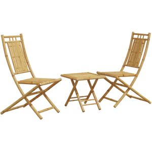 vidaXL Bistro Set 3 Piece Outdoor Bistro Set Garden Table and Chair Bamboo vidaXL Bistro Set 3 Piece Outdoor Bistro Set Garden Table and Chair Bamboo