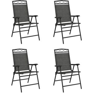 (4 pcs) vidaXL Folding Garden Chairs Outdoor Chair 2 pcs Melange Grey Steel&Text (4 pcs) vidaXL Folding Garden Chairs Outdoor Chair 2 pcs Melange Grey Steel&Text