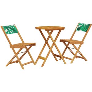 vidaXL Bistro Set 3 Piece Outdoor Bar Set Leaf Pattern Fabric and Solid Wood vidaXL Bistro Set 3 Piece Outdoor Bar Set Leaf Pattern Fabric and Solid Wood