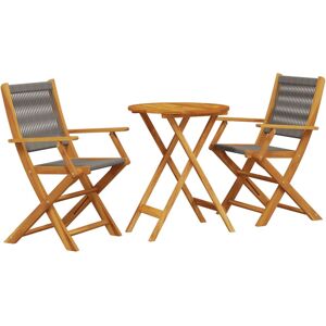 vidaXL Bistro Set 3 Piece Outdoor Bar Set Grey Polypropylene and Solid Wood vidaXL Bistro Set 3 Piece Outdoor Bar Set Grey Polypropylene and Solid Wood