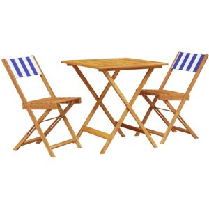 vidaXL Bistro Set 3 Piece Outdoor Bar Set Blue and White Fabric and Solid Wood vidaXL Bistro Set 3 Piece Outdoor Bar Set Blue and White Fabric and Solid Wood