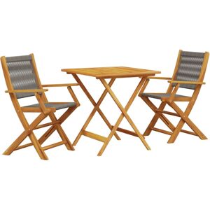 vidaXL Bistro Set 3 Piece Outdoor Bar Set Grey Polypropylene and Solid Wood vidaXL Bistro Set 3 Piece Outdoor Bar Set Grey Polypropylene and Solid Wood