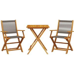 vidaXL Bistro Set 3 Piece Outdoor Bar Set Grey Polypropylene and Solid Wood vidaXL Bistro Set 3 Piece Outdoor Bar Set Grey Polypropylene and Solid Wood