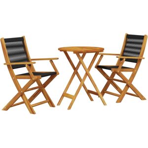 vidaXL Bistro Set 3 Piece Outdoor Bar Set Black Polypropylene and Solid Wood vidaXL Bistro Set 3 Piece Outdoor Bar Set Black Polypropylene and Solid Wood