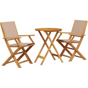 vidaXL Bistro Set 3 Piece Bar Set Balcony set Taupe Fabric and Solid Wood vidaXL Bistro Set 3 Piece Bar Set Balcony set Taupe Fabric and Solid Wood