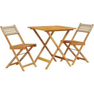 vidaXL Bistro Set 3 Piece Outdoor Bar Set Beige Poly Rattan and Solid Wood vidaXL Bistro Set 3 Piece Outdoor Bar Set Beige Poly Rattan and Solid Wood