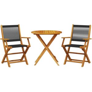 vidaXL Bistro Set 3 Piece Outdoor Bar Set Black Polypropylene and Solid Wood vidaXL Bistro Set 3 Piece Outdoor Bar Set Black Polypropylene and Solid Wood