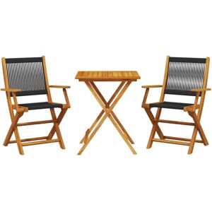 vidaXL Bistro Set 3 Piece Outdoor Bar Set Black Polypropylene and Solid Wood vidaXL Bistro Set 3 Piece Outdoor Bar Set Black Polypropylene and Solid Wood