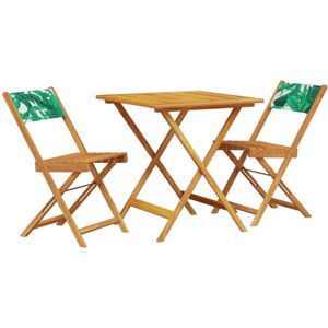 vidaXL Bistro Set 3 Piece Outdoor Bar Set Leaf Pattern Fabric and Solid Wood vidaXL Bistro Set 3 Piece Outdoor Bar Set Leaf Pattern Fabric and Solid Wood