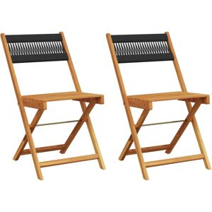 (black, 2 pcs) vidaXL Bistro Chairs Outdoor Dining Chair Solid Wood Acacia and P (black, 2 pcs) vidaXL Bistro Chairs Outdoor Dining Chair Solid Wood Acacia and P