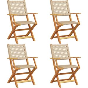 (beige, 4 pcs) vidaXL Garden Chairs Outdoor Dining Chair Solid Wood Acacia and P (beige, 4 pcs) vidaXL Garden Chairs Outdoor Dining Chair Solid Wood Acacia and P