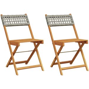 (grey, 2 pcs) vidaXL Bistro Chairs Outdoor Dining Chair Solid Wood Acacia and Po (grey, 2 pcs) vidaXL Bistro Chairs Outdoor Dining Chair Solid Wood Acacia and Po