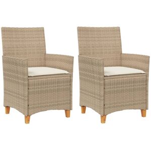 (beige, rattan armrest) vidaXL Garden Chairs with Cushions Patio Seat 2 pcs Poly (beige, rattan armrest) vidaXL Garden Chairs with Cushions Patio Seat 2 pcs Poly