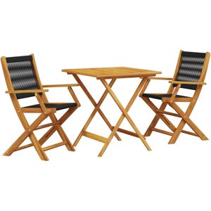 vidaXL Bistro Set 3 Piece Outdoor Bar Set Black Polypropylene and Solid Wood vidaXL Bistro Set 3 Piece Outdoor Bar Set Black Polypropylene and Solid Wood