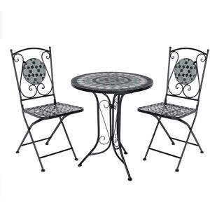 Charles Bentley 3 Piece Wrought Iron Mosaic Bistro Set Table and 2 Chairs Charles Bentley 3 Piece Wrought Iron Mosaic Bistro Set Table and 2 Chairs